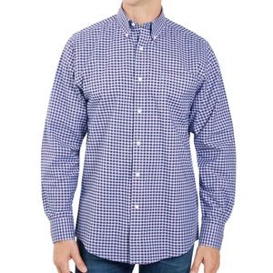 Stretch oxford button up plaid shirt